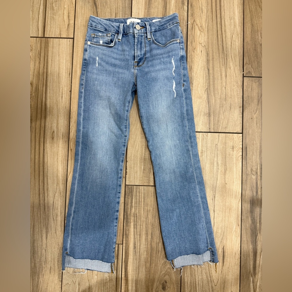 NWT Frame Denim Le Crop Mini Boot Raw Stagger Chew‎ Jeans Sz 25 - Picture 6 of 9